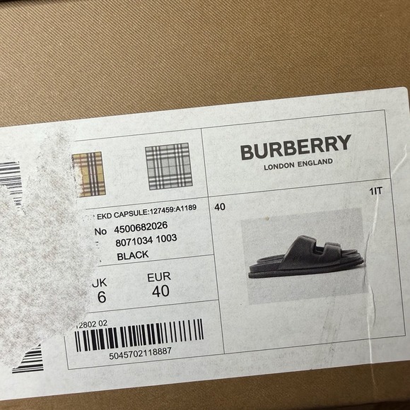 Burberry London England EKD Embossed Leather Slides Black Men\'s Size US 7 UK 6 main image 8